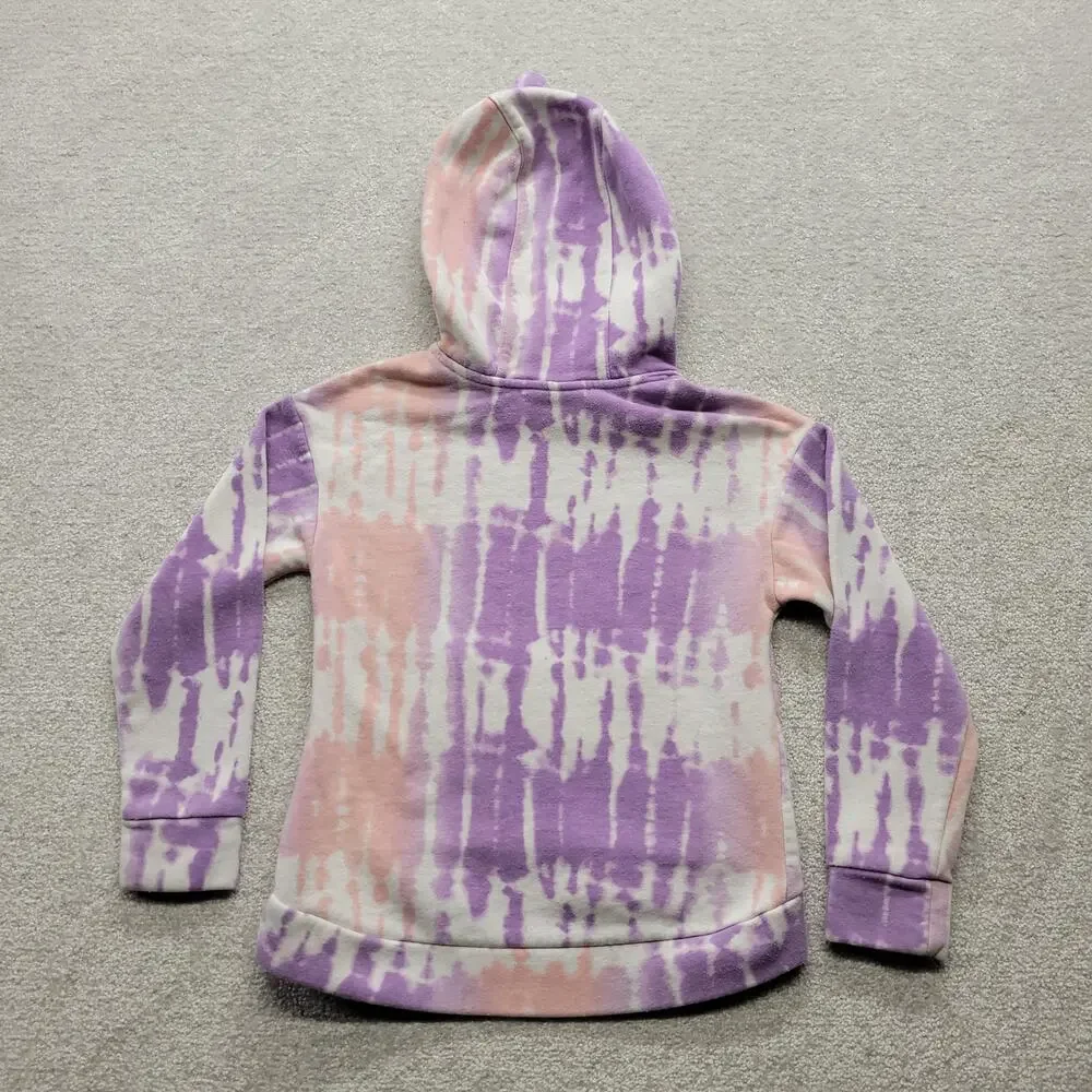 Nike Girls 6X Tie Dye Hoodie Purple Pink Pullover Swoosh Sweatshirt Kids